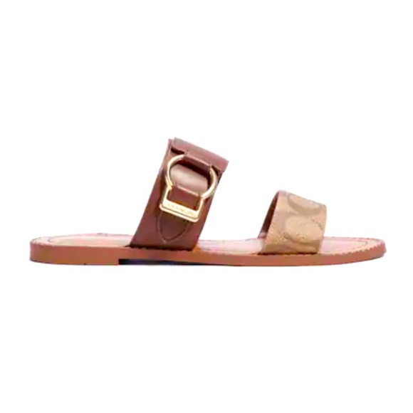 New women Coach Hallie Signature Sandals Khaki leather size 5.5 - Picture 10 of 10